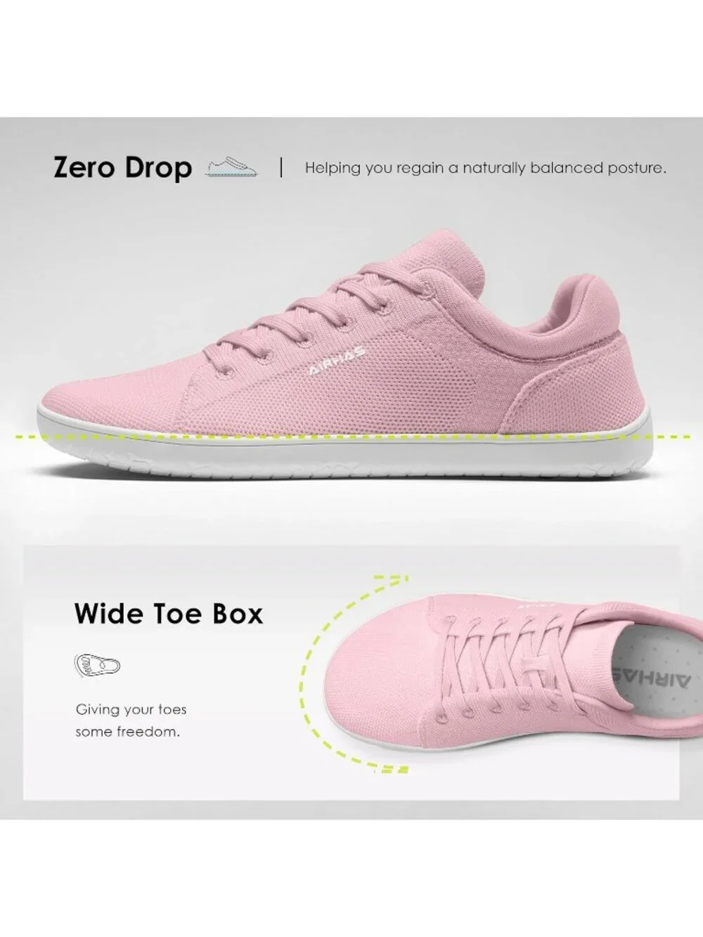 Women's Pink Knit Minimalist Barefoot Zero Drop Comfort Casual Walking Sneakers